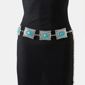 Silver Ornate Western Concho Belt